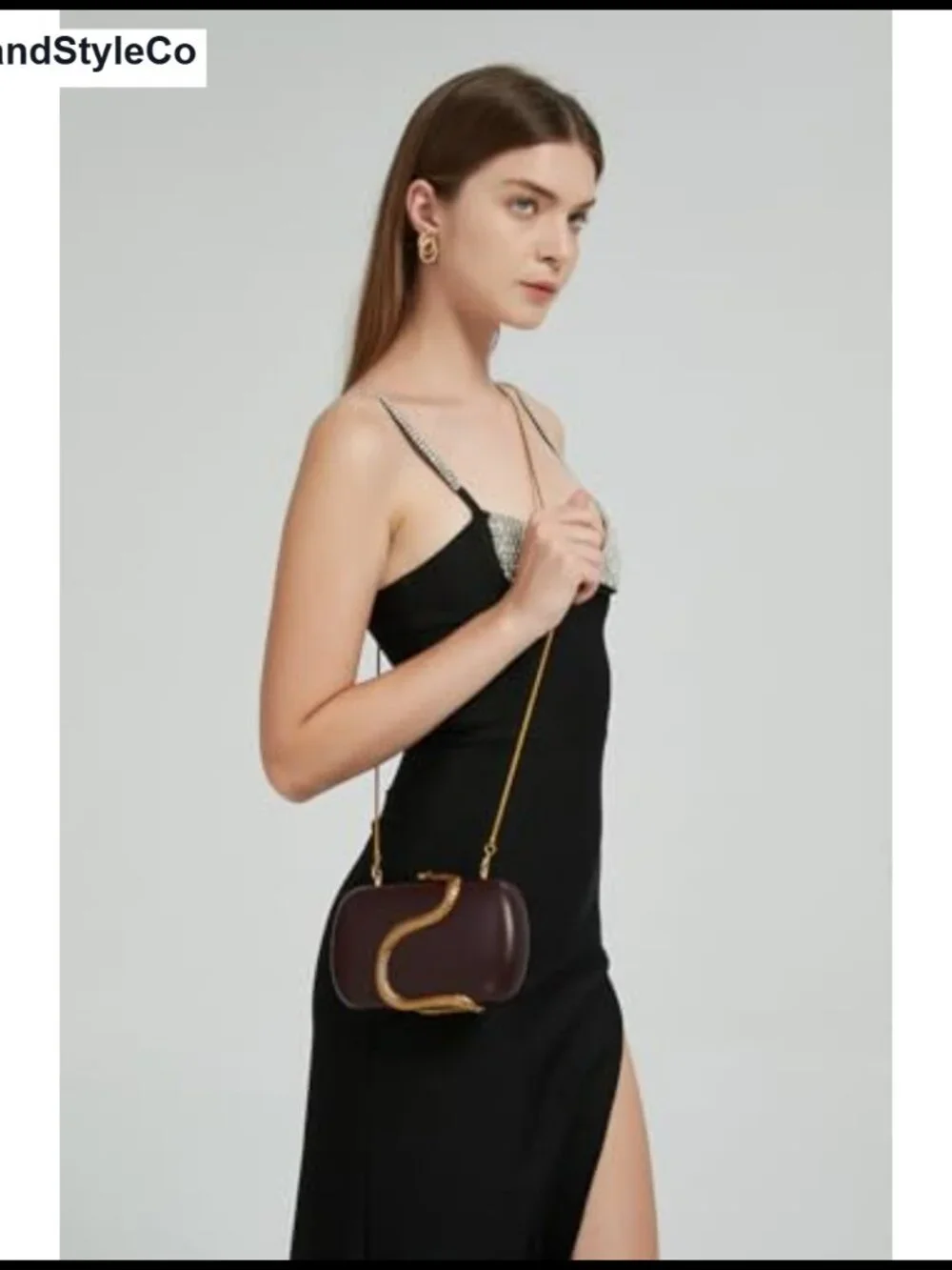 Unique Snake Pattern PU Leather Evening Clutch with Detachable Chain